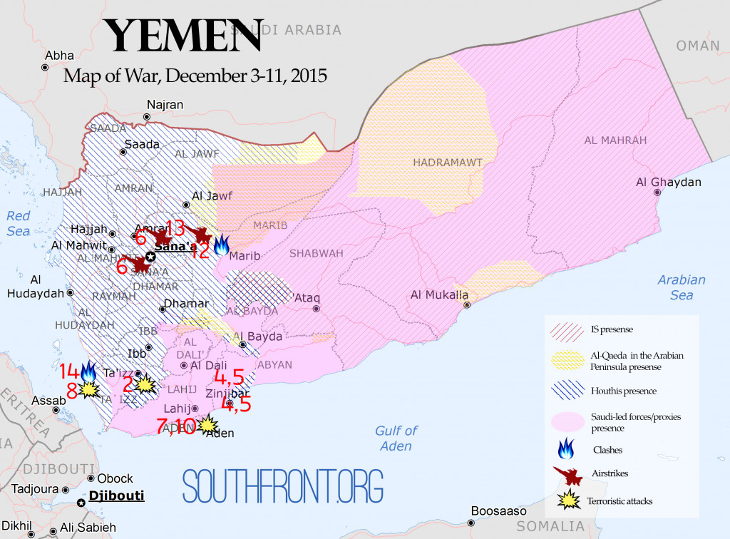 Yemen Map of War - Dec. 10, 2015