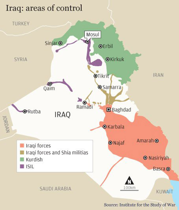 Map: ISIS shrinking and collapsing in Iraq