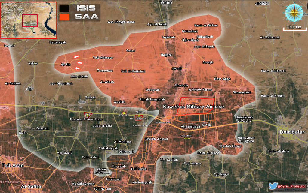 Map: Syrian Army Captures Al-Sin village from ISIS in Eastern Aleppo