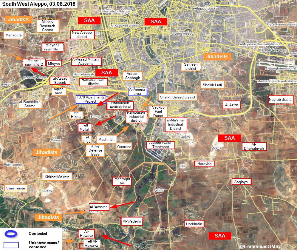 Military Situation in Aleppo City on August 3, 2016
