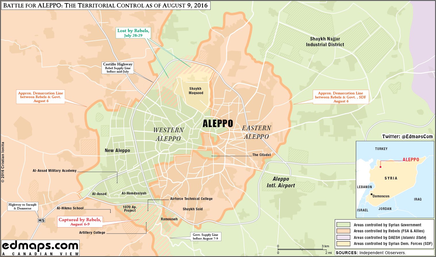 Overview of Military Situation in Aleppo City on August 10