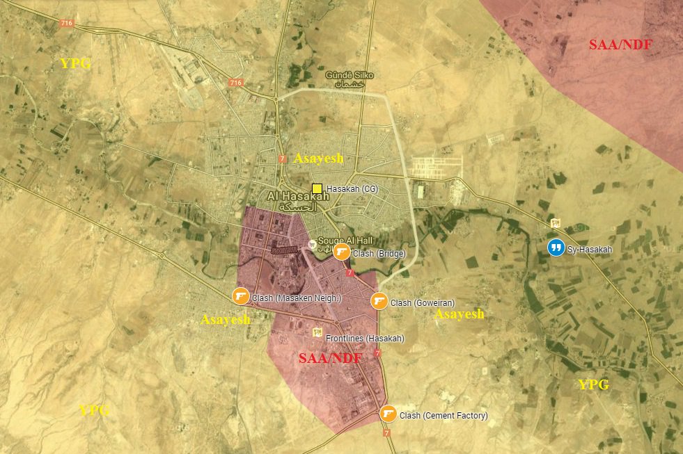 Military Situation in Hasakah: Clashes between PYD-Linked Kurdish Forces and Government Forces Ongoing