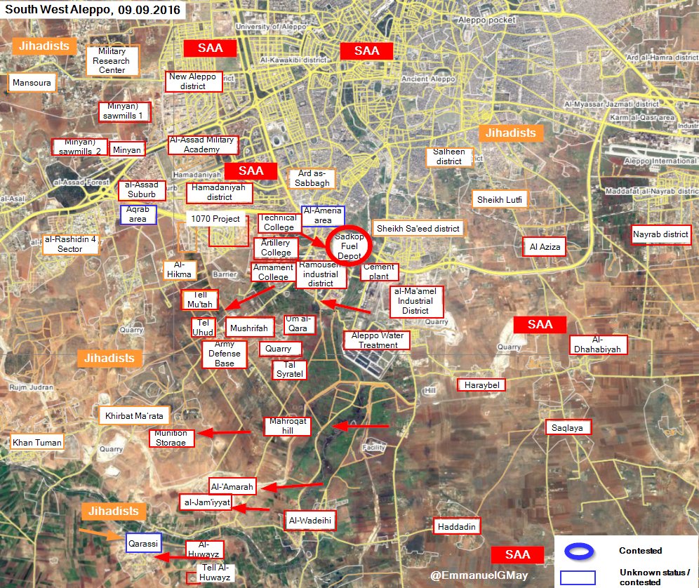 Overview of Battle for Aleppo City on September 9, 2016 (Maps, Photos)