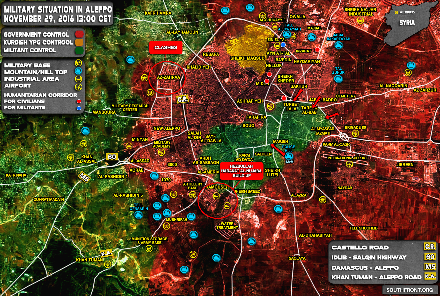 Overview of Military Situation in Aleppo City on November 29, 2016