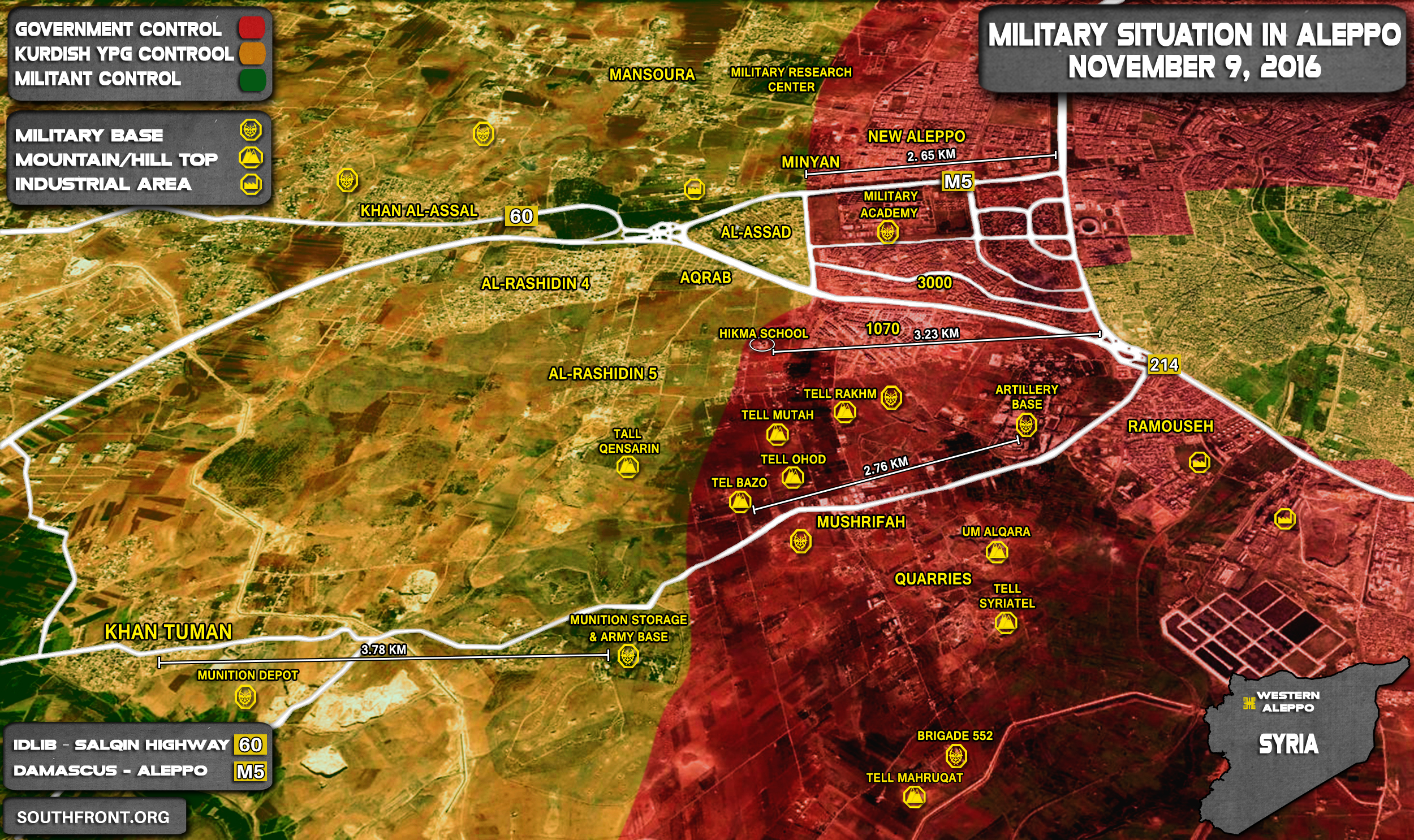 Overview of Military Situation in Aleppo City on November 9, 2016