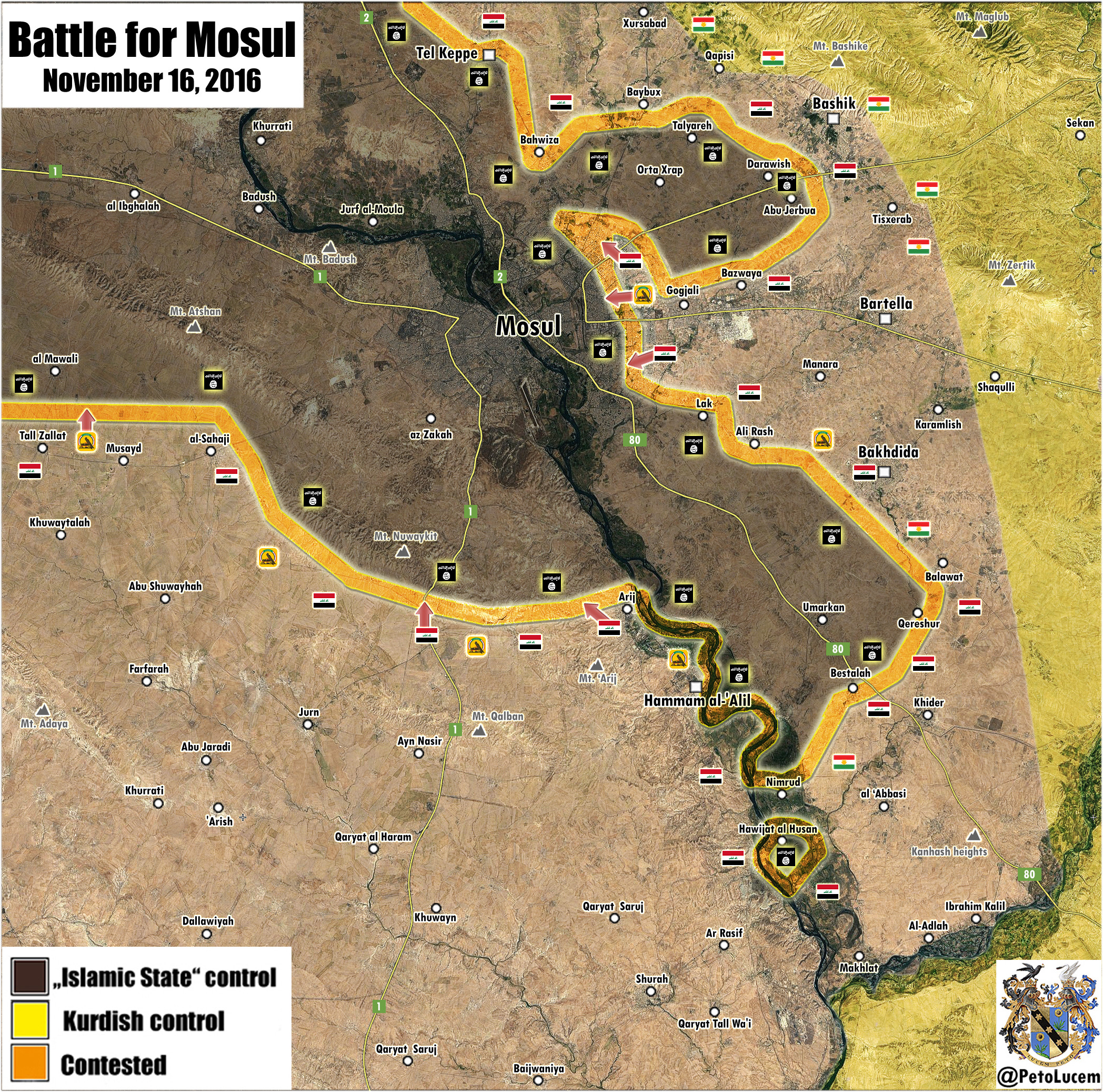 Iraqi War Map Update: Battle for Mosul on November 16, 2016