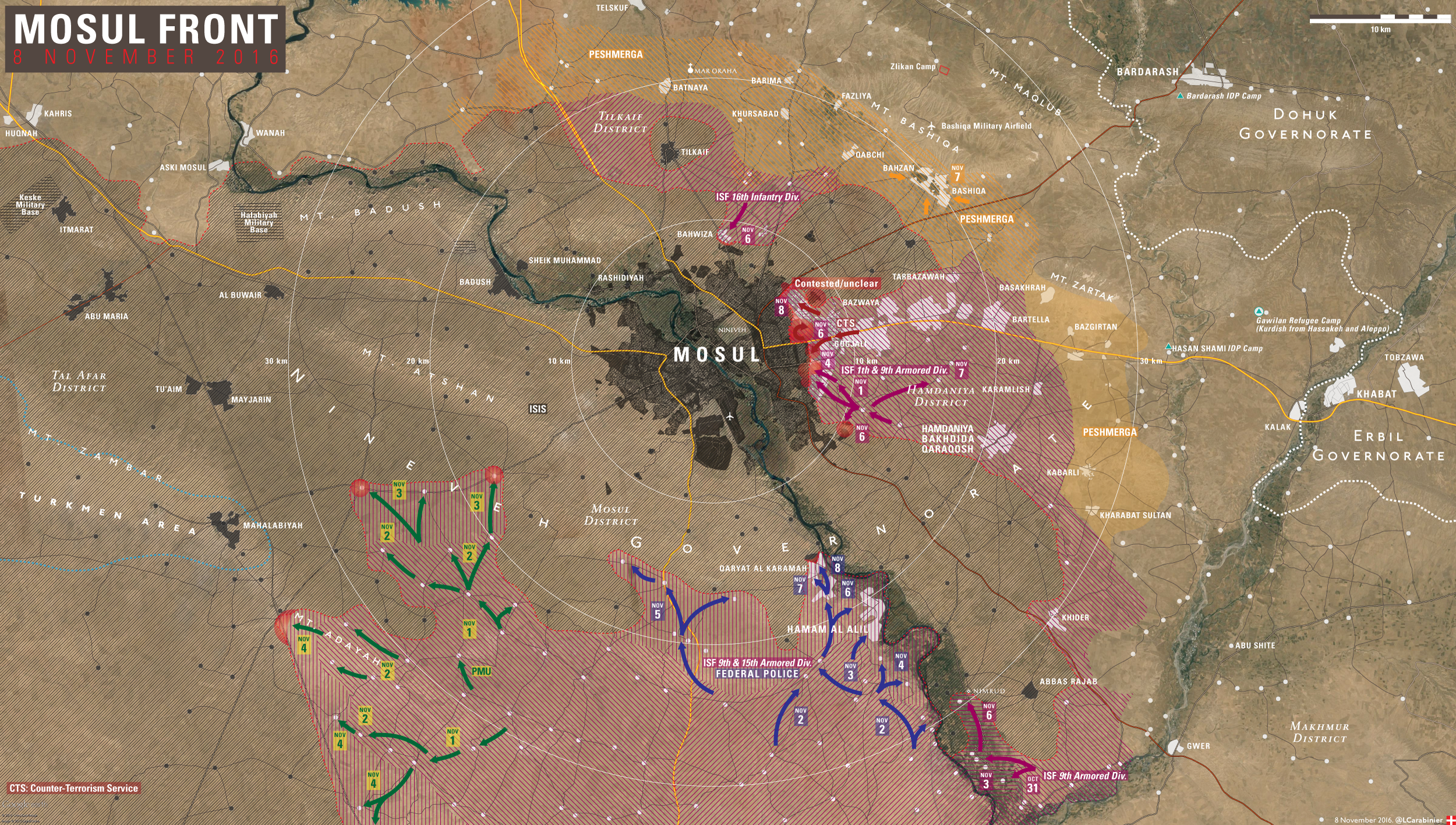 Iraqi Map Update: Battle for Mosul on November 8, 2016
