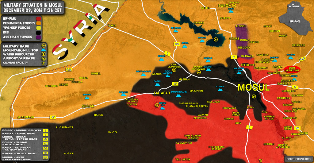 Iraq Map Update: Military Situation In The Area Of Mosul On December 9, 2016