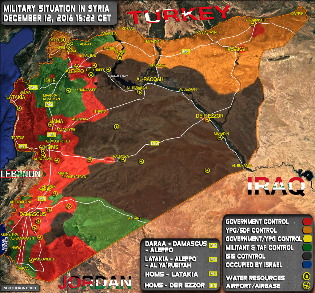 Map Update: Military Situation In Syria On December 12, 2016
