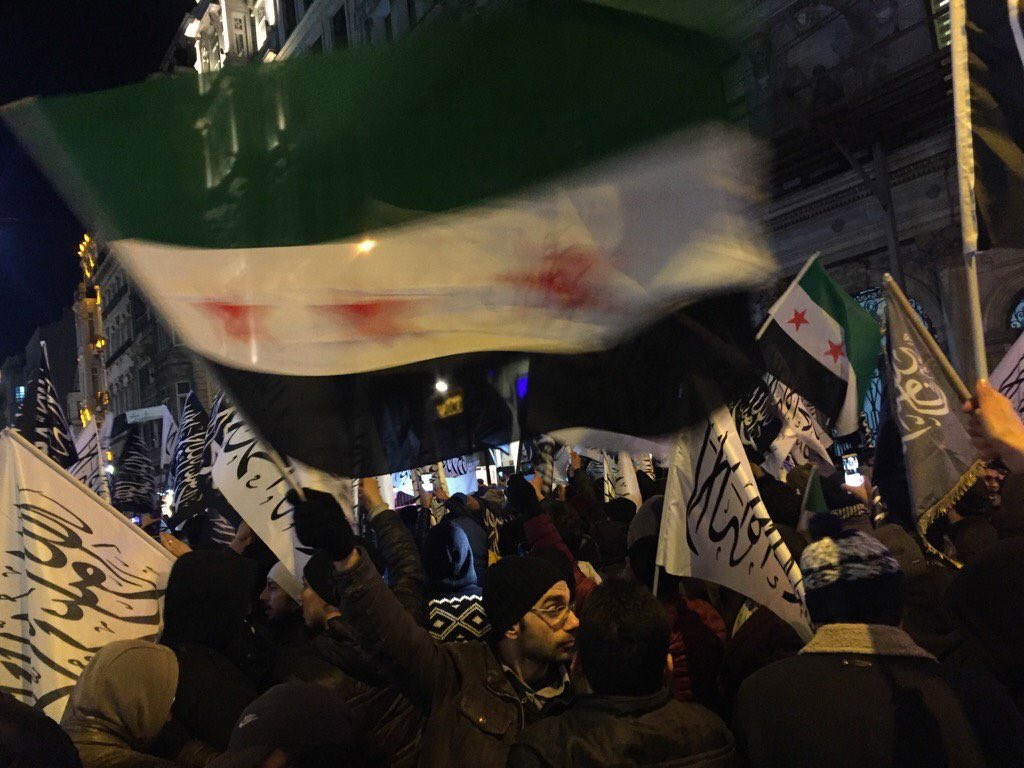 "Activists" Protesting At Russian Embassy in Turkey Hold Al-Qaeda Flags (Photos)