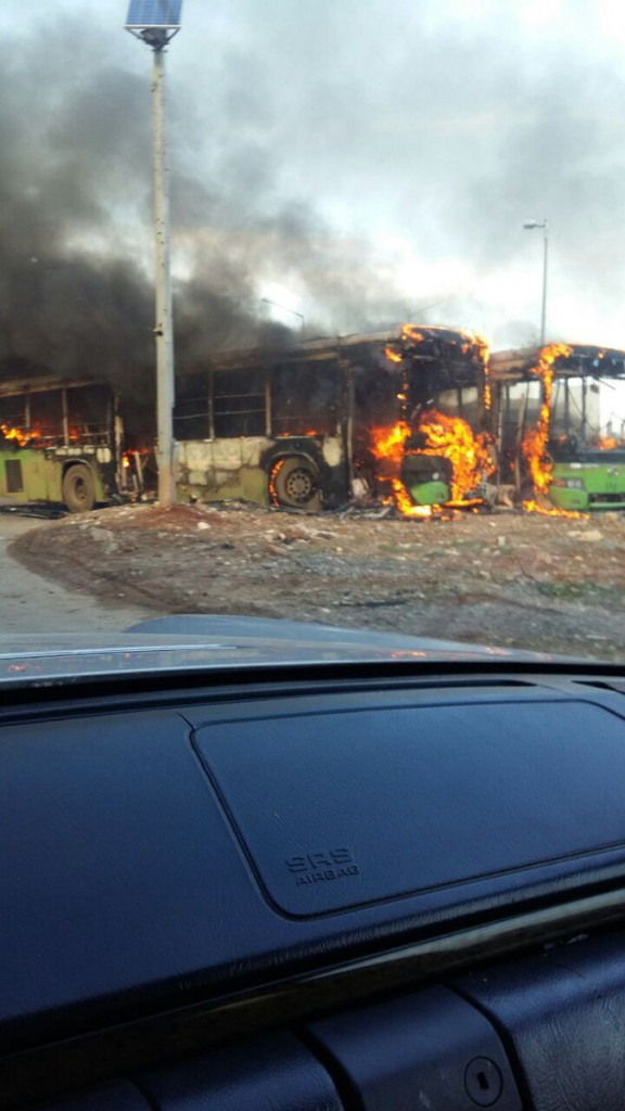 Syrian 'Rebels' Burn Buses En Route To Evacuate Sick & Injured Civilians From Govt-Held Villages In Idlib Province (Video, Photos)