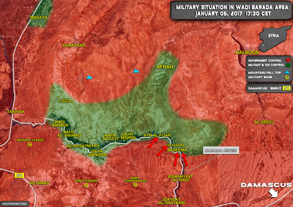 55 Terrorists Killed In Fighting In Wadi Barada Area Near Damascus (Syria Map Update)