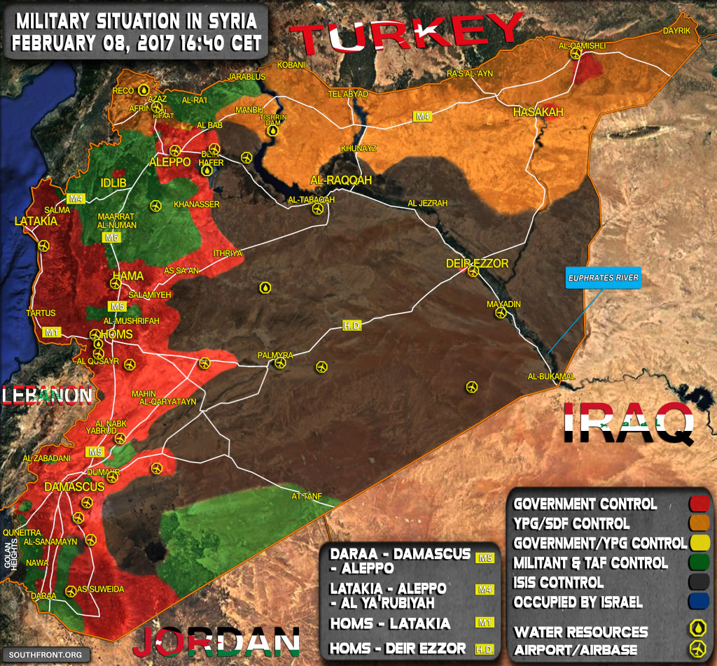 Military Situation In Syria On February 8, 2017 (Map Update)