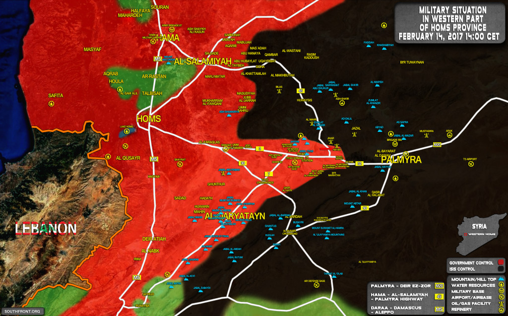 Map Update: Syrian Government Troops Gain Key Gas Field West Of Palmyra