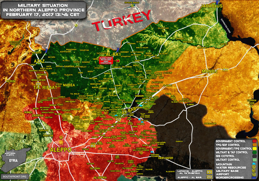 Military Situation In Northern Aleppo On February 17, 2017 (Syria Map Update)