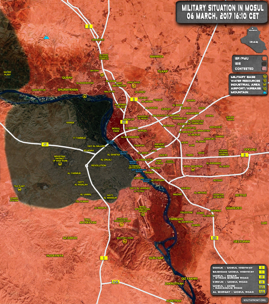Military Situation In Iraqi City Of Mosul On March 6, 2017