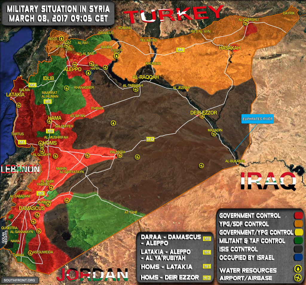 Military Situation In Syria On March 8, 2017 (Map Update)