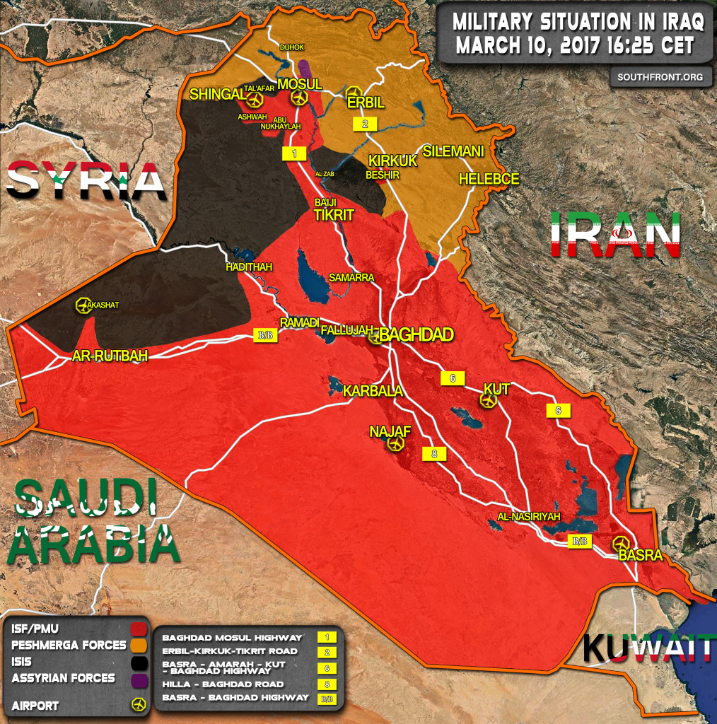 Military Situation In Iraq On March 10, 2017 (Map Update)
