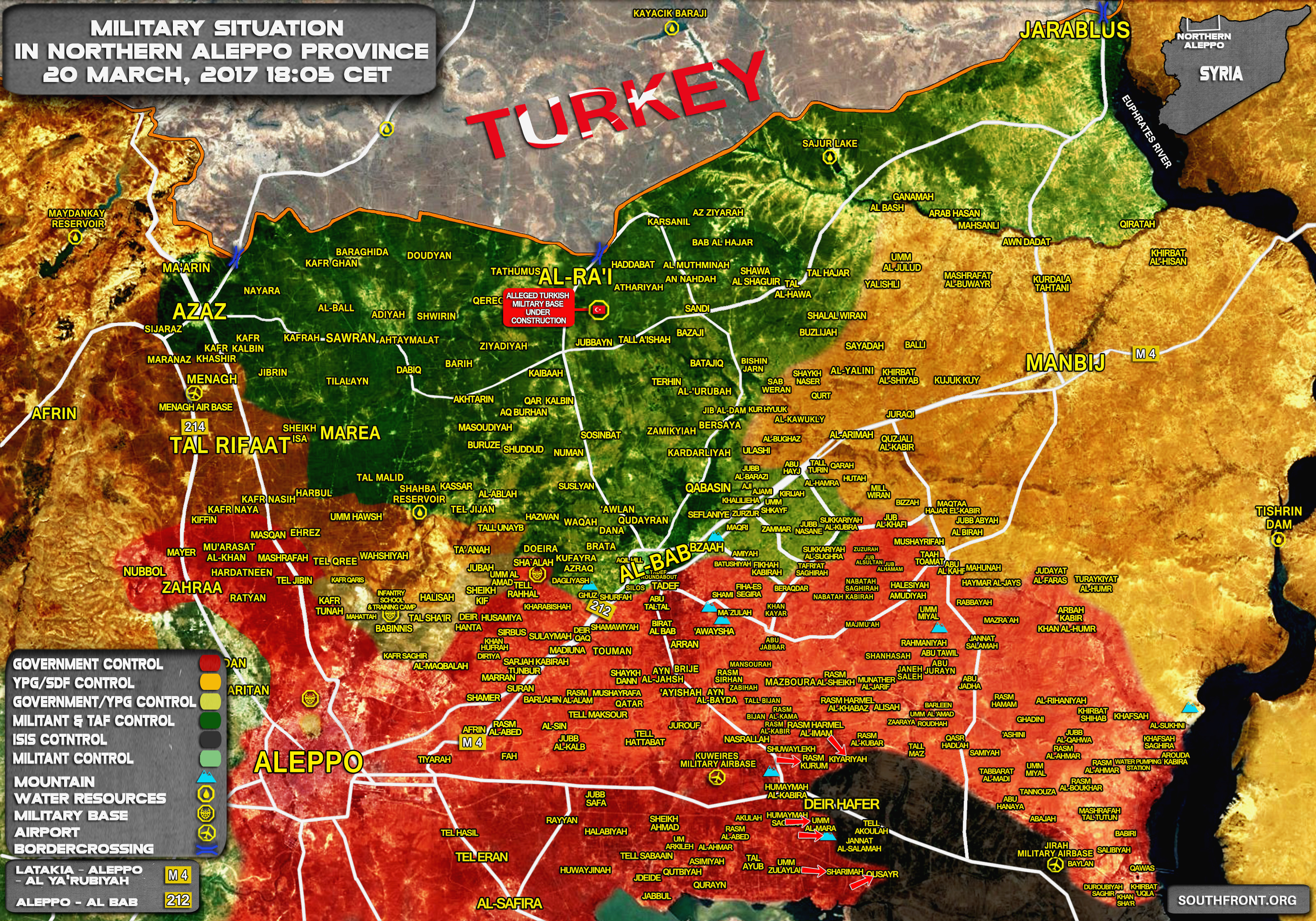 Military Situation In Northern Part Of Aleppo Province On March 20, 2017 (Syrian Map Update)