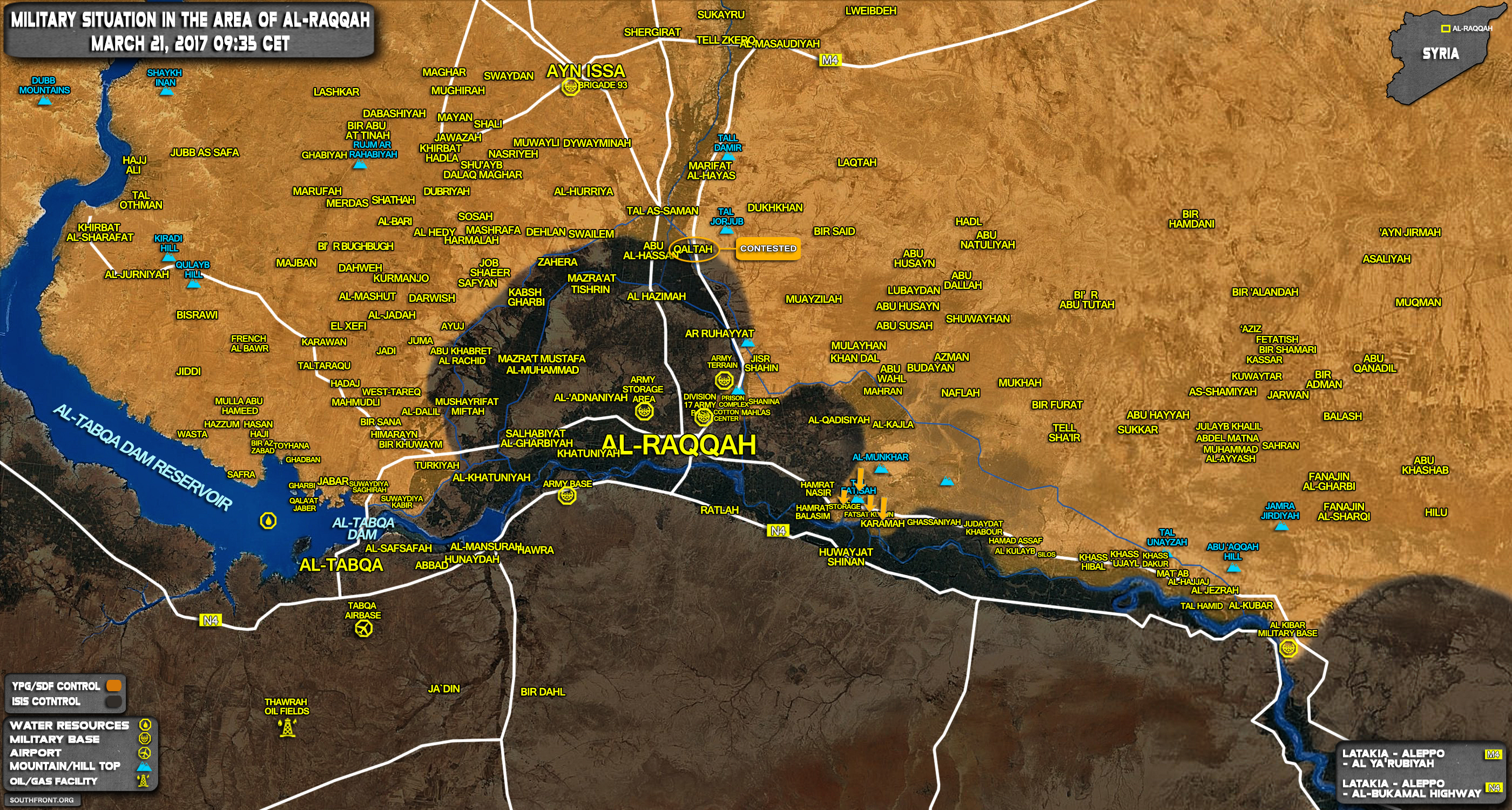 Military Situation In Area Of Raqqah On March 21, 2017 (Syria Map Update)