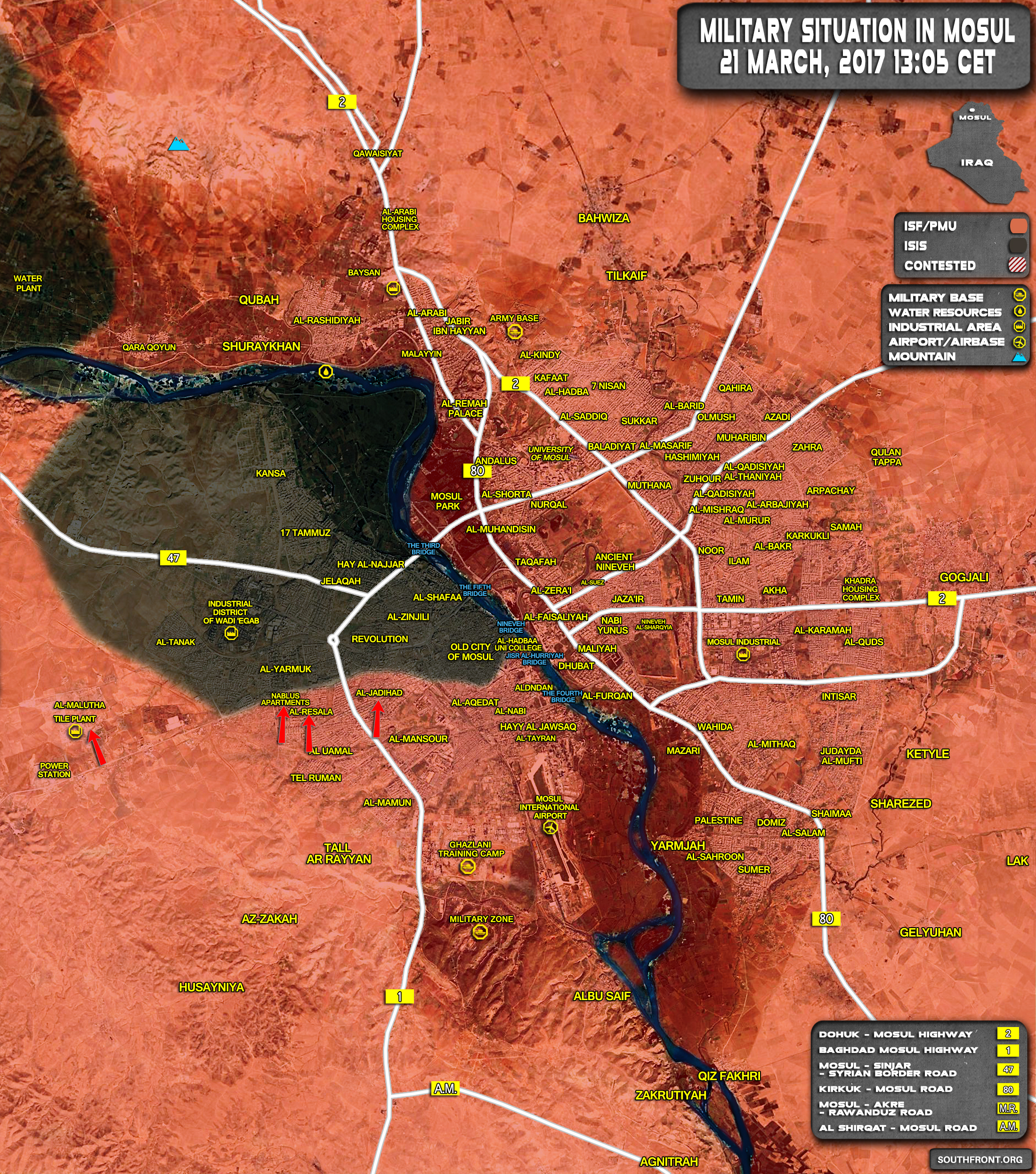Military Situation In Iraqi City Of Mosul On March 21, 2017 (Map Update)