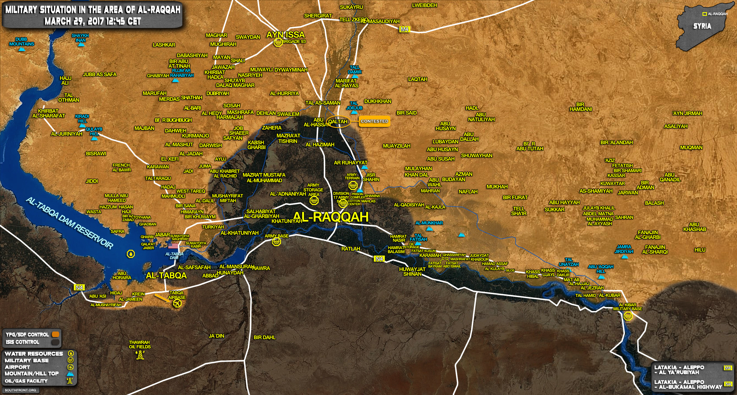 Military Situation In Area Of Raqqah On March 29, 2017 (Syria Map Update)