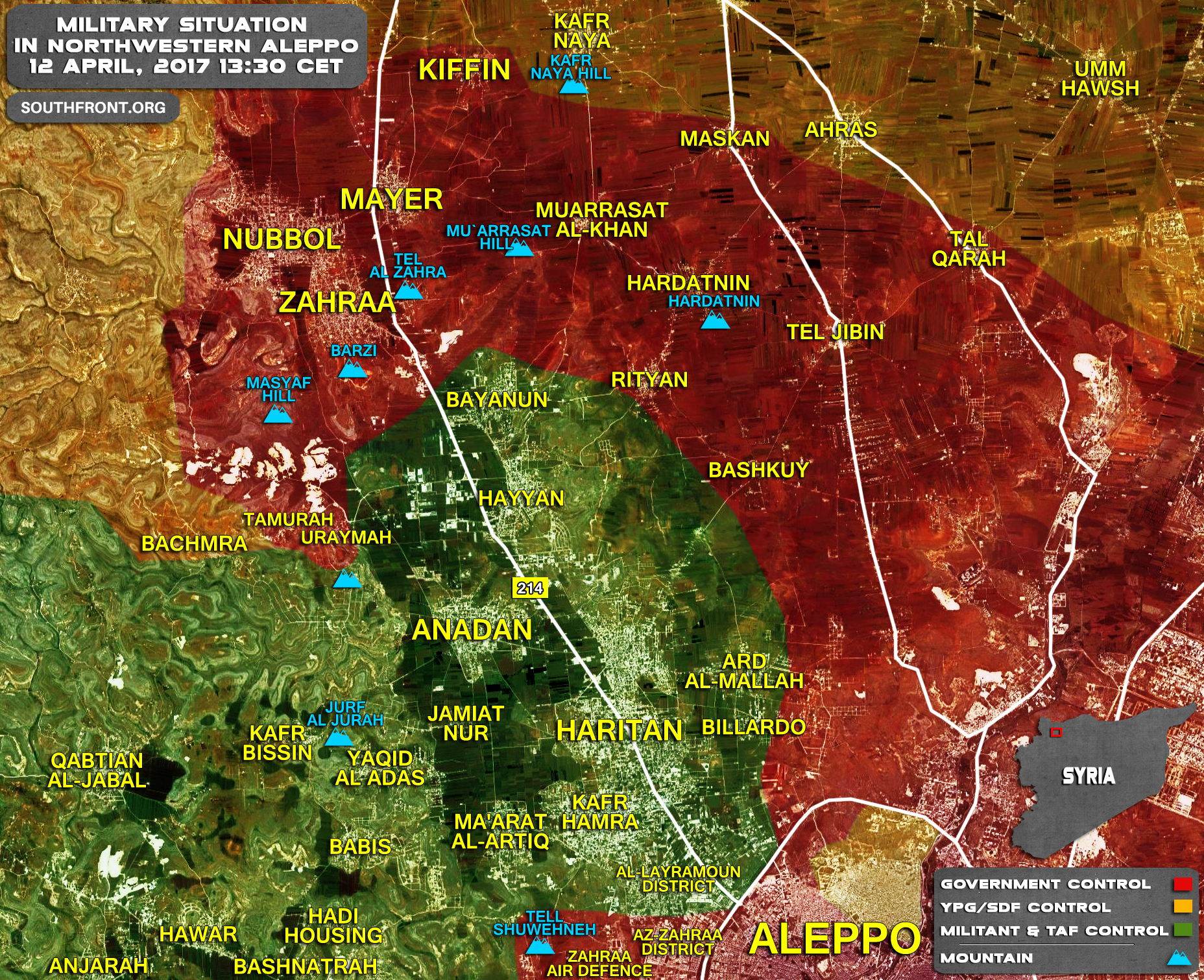 Military Situation In Northwestern Aleppo Countryside On April 12, 2017 (Map Update)
