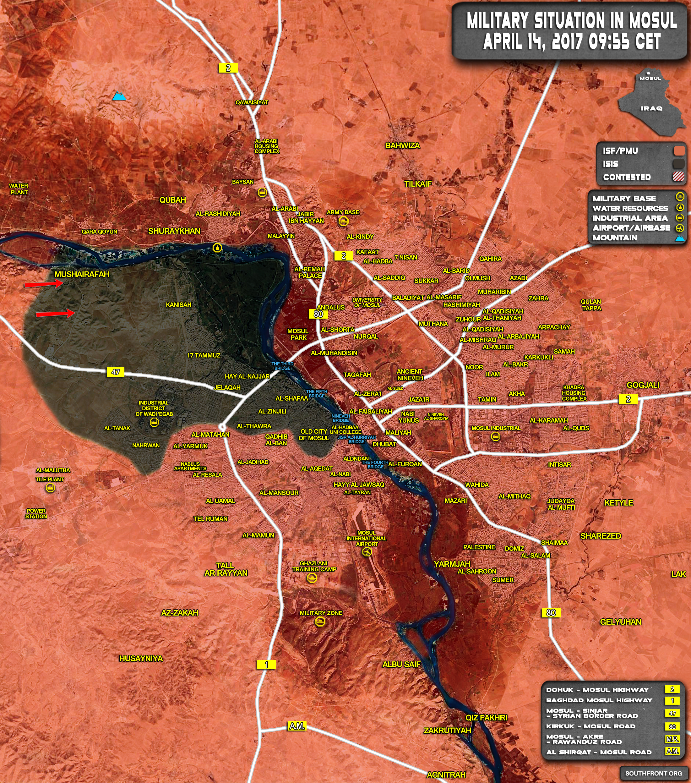 Military Situation In Iraqi City Of Mosul On April 14, 2017 (Map Update)