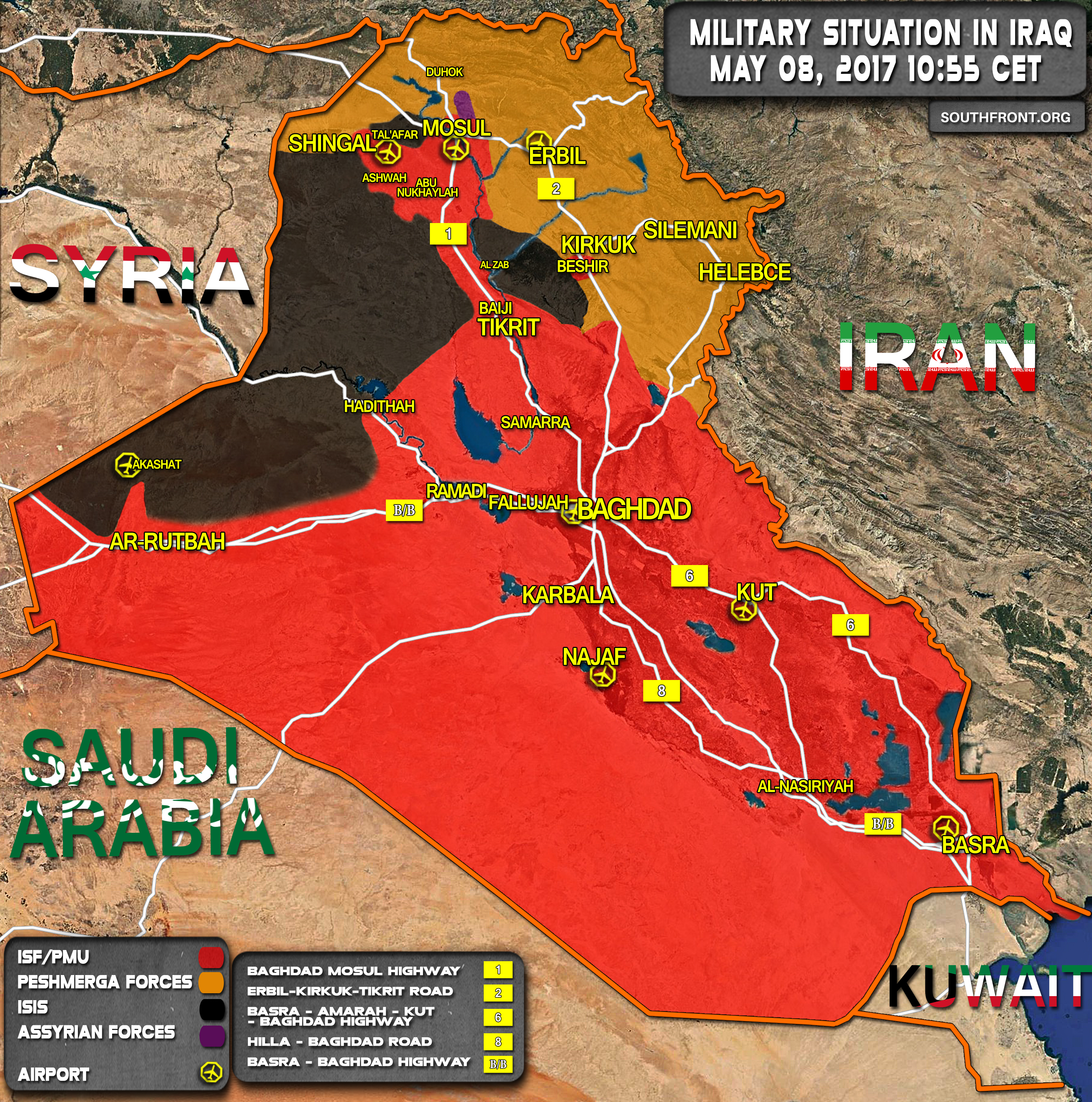 Military Situation In Iraq On May 8, 2017 (Map Update)
