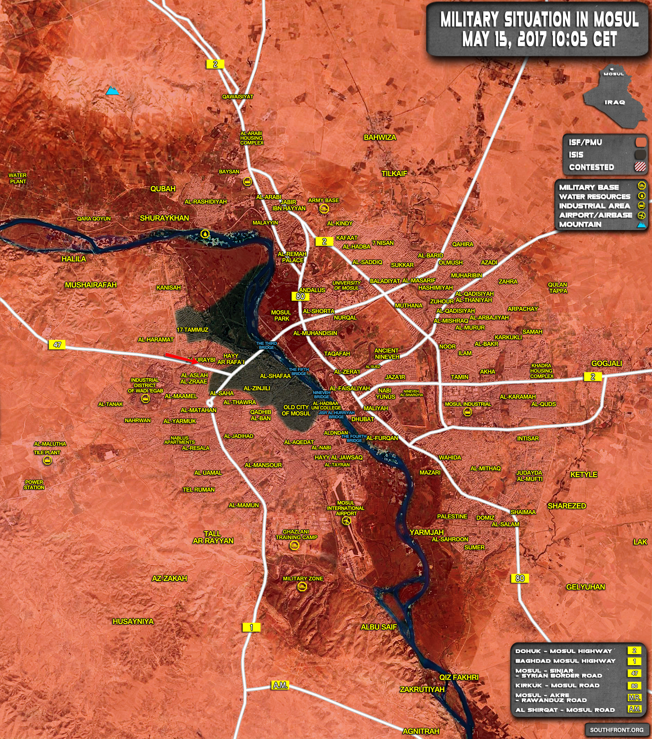 Military Situation In Iraqi City Of Mosul On May 15, 2017 (Map Update)