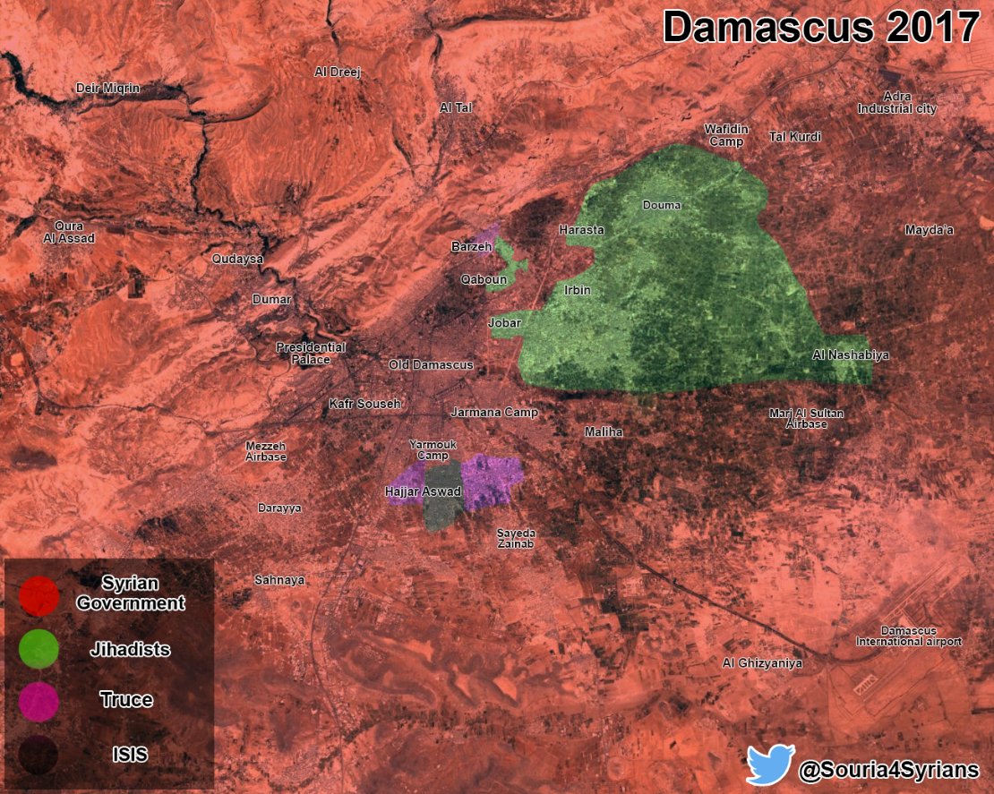 Maps Showing How Situation Changed In Damascus Countryside From 2013 To 2017