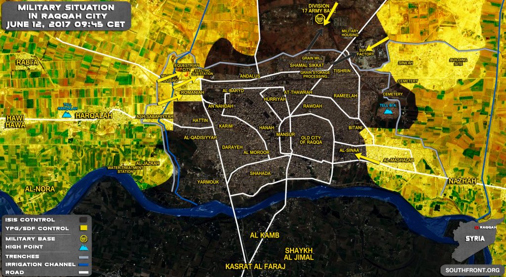 Military Situation In Syrian City Of Raqqah On June 12, 2017 (Map)