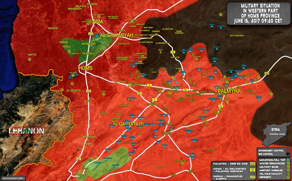 Military Situation In Countryside Of Palmyra On June 15, 2017 (Map Update)