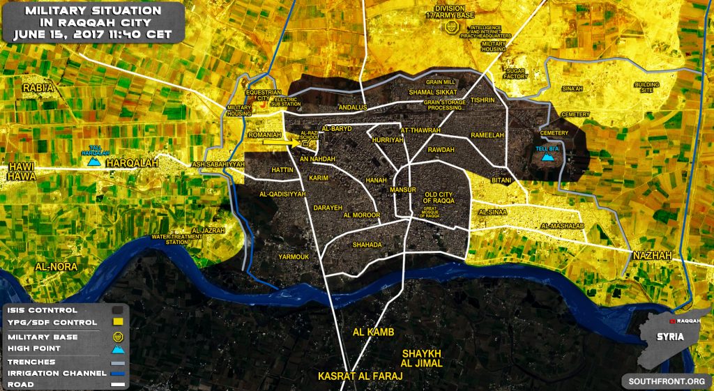 Military Situation In Syrian City Of Raqqah On June 15, 2017 (Map Update)