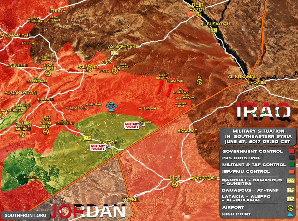 Military Situation In Southeastern Syria. Government Forces In Striking Distance From T2 Pumping Station
