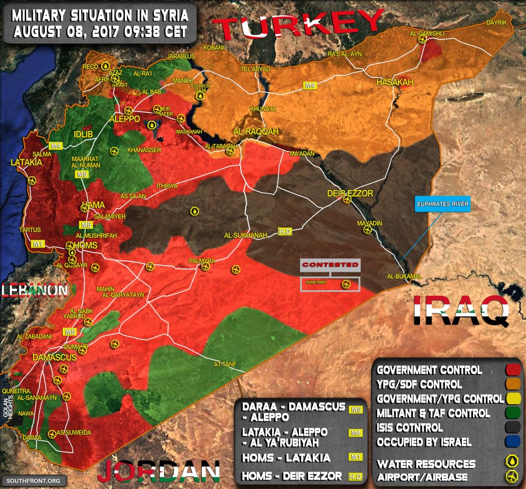 Military Situation In Syria On August 8, 2017 (Map Update)