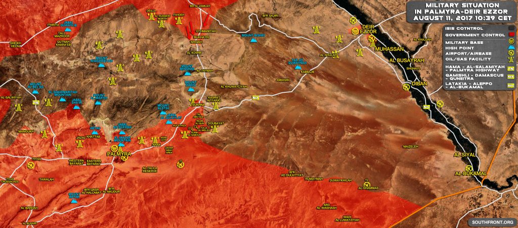 Military Situation In Central Syria Following Recent Government Forces Advance From Raqqah Province Towards Sukhna