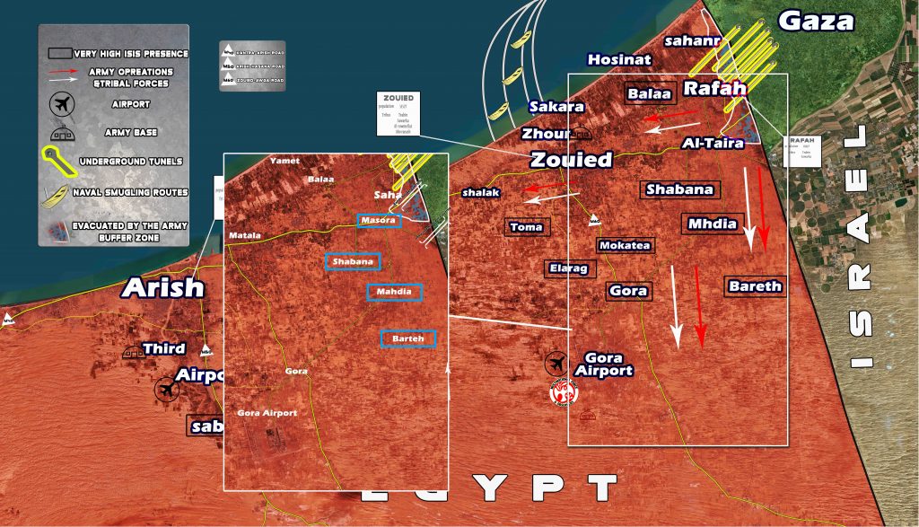 Security Forces Operations Against Militants In Central Egypt And In Northern Sinai (Map)