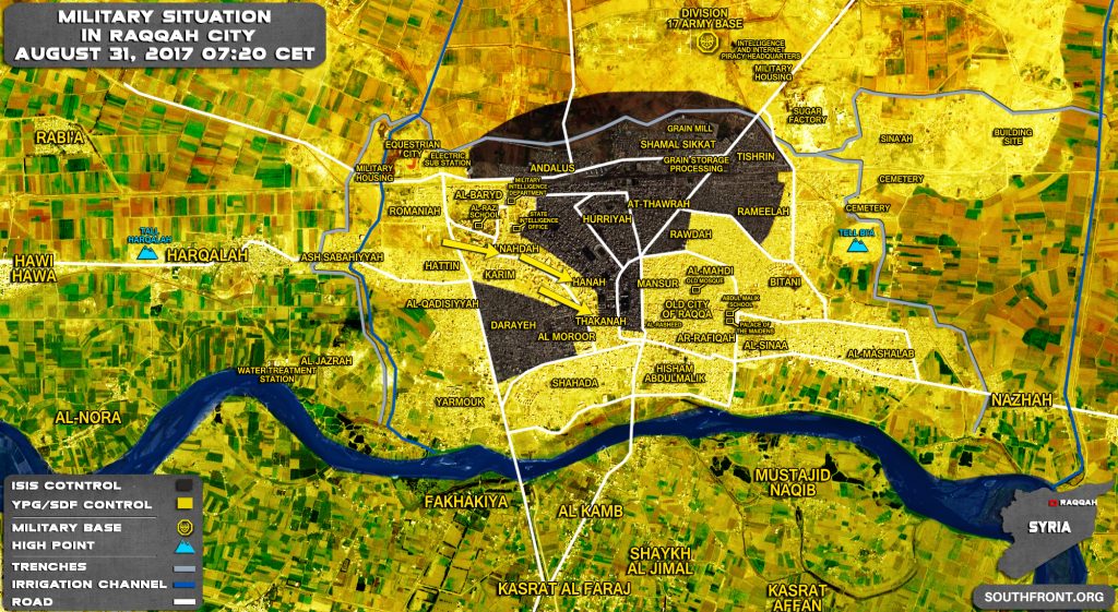 Military Situation In Syrian City Of Raqqah On August 31, 2017 (Map Update)
