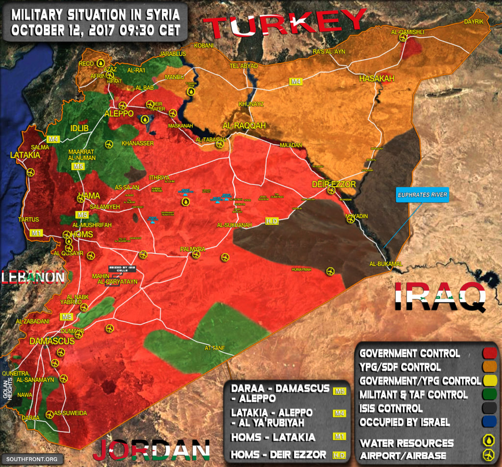 Military Situation In Syria On October 12, 2017 (Map Update)