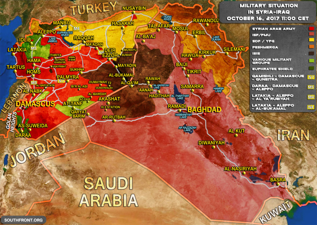 Military Situation In Syria And Iraq On October 16, 2017 (Map Update)