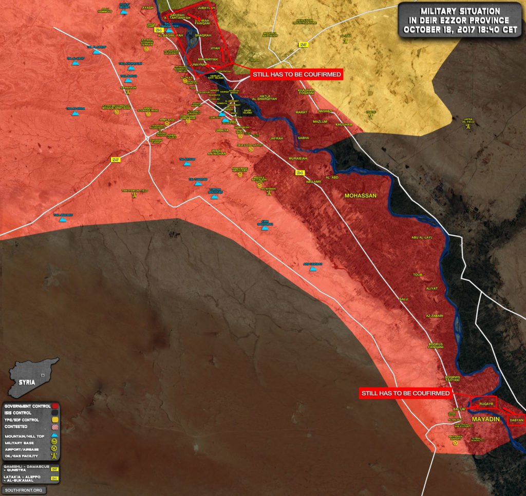 Syrian Government Forces Drive ISIS Out From More Areas In Deir Ezzor Countryside (Map)