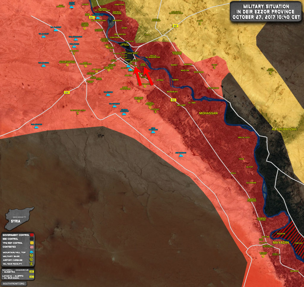 Military Situation In Syrian City Of Deir Ezzor On October 27, 2017 (Map Update)