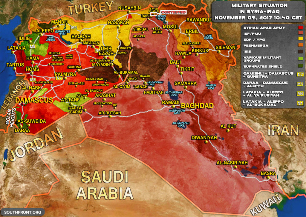 Military Situation In Syria And Iraq On November 9, 2017 (Map Update)