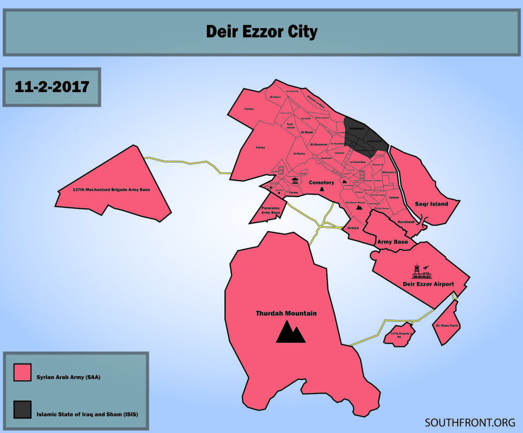 Map: Military Situation In Deir Ezzor City After Recent Advances Of Syrian Army
