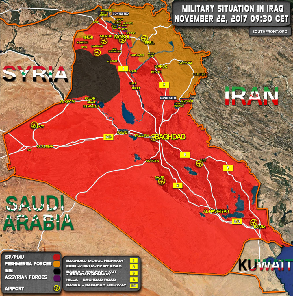 Military Situation In Iraq On November 22, 2017 (Map Update)