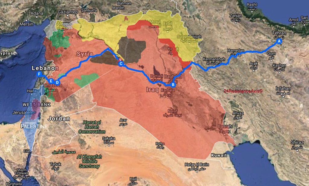 Map Update: Iran Establishes Major Land Route From Tehran To Lebanon's Beirut