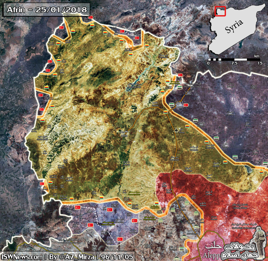Military Situation In Syria's Afrin On January 25, 2018 (Map Update)