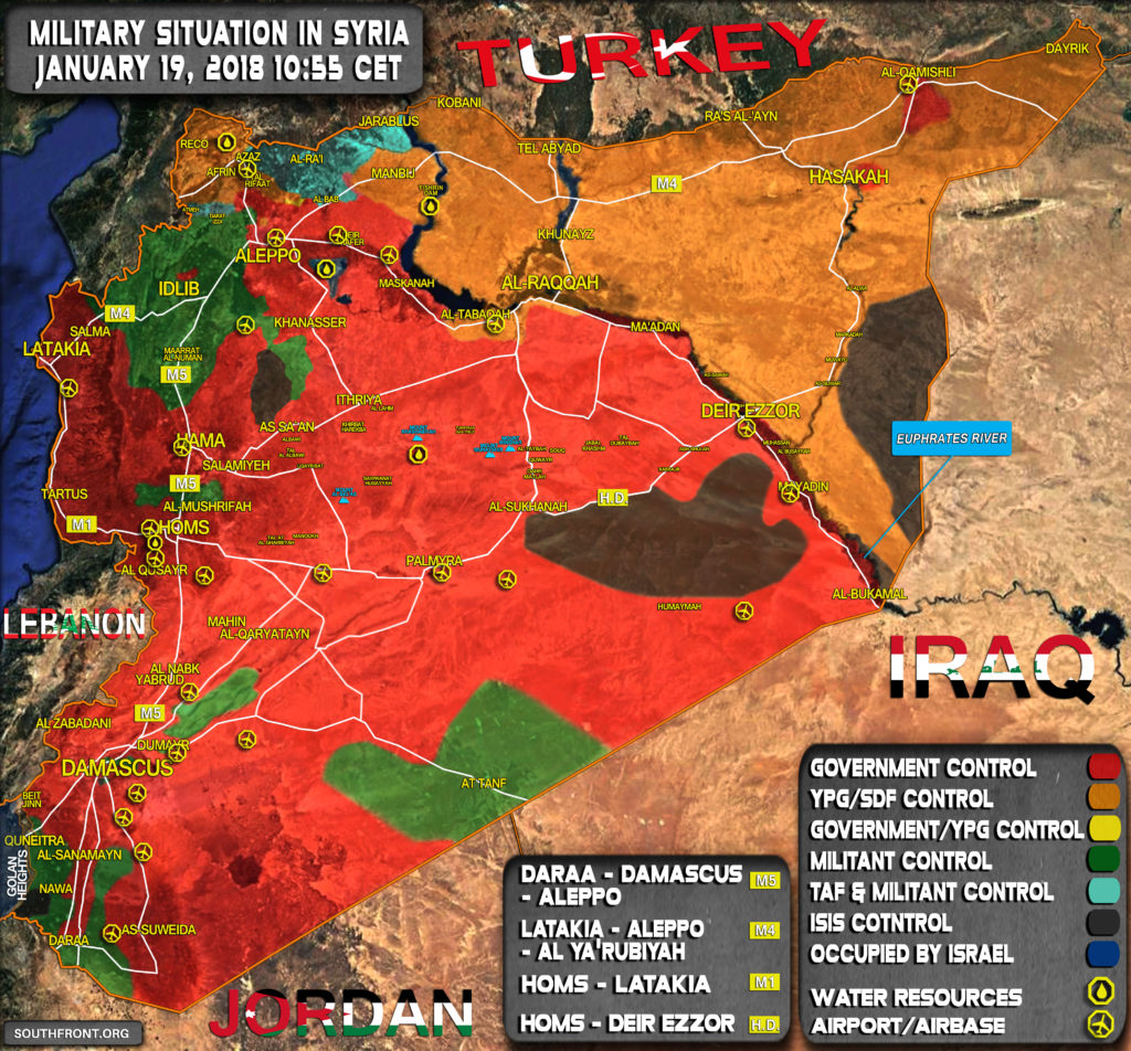 Military Situation In Syria On January 19, 2018 (Map Update)