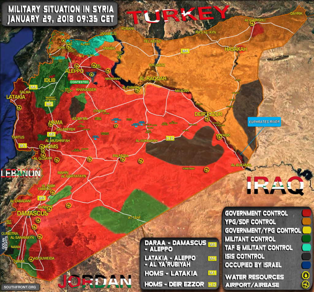 Military Situation In Syria On January 29, 2018 (Map Update)